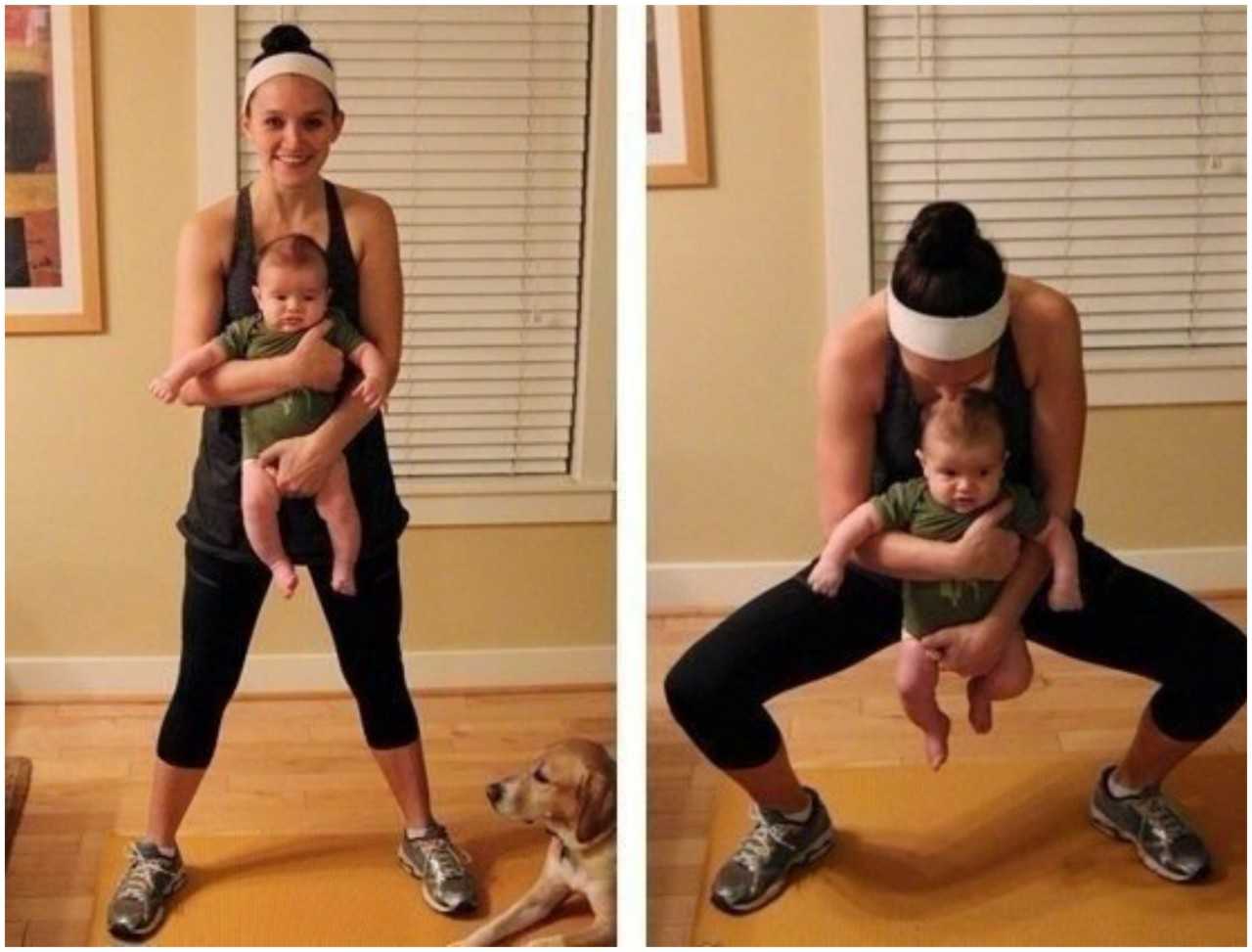 Фитнес мамы с малышом: упражнения с ребенком на руках