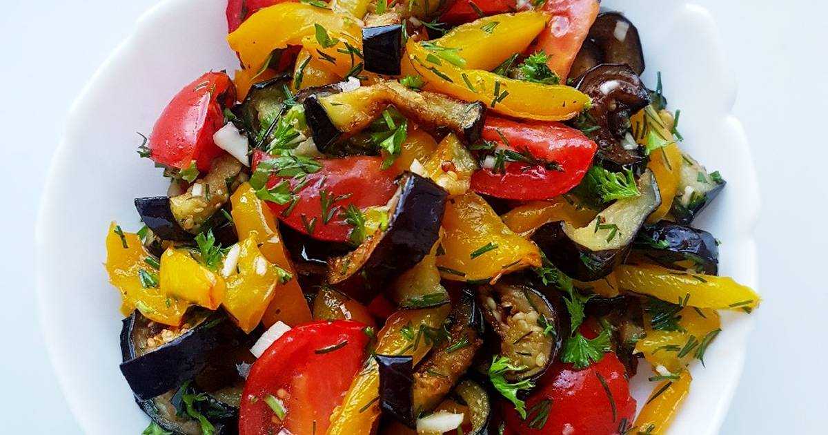 Салат лаззат с хрустящими баклажанами и свежими помидорами рецепт с фото пошагово в домашних