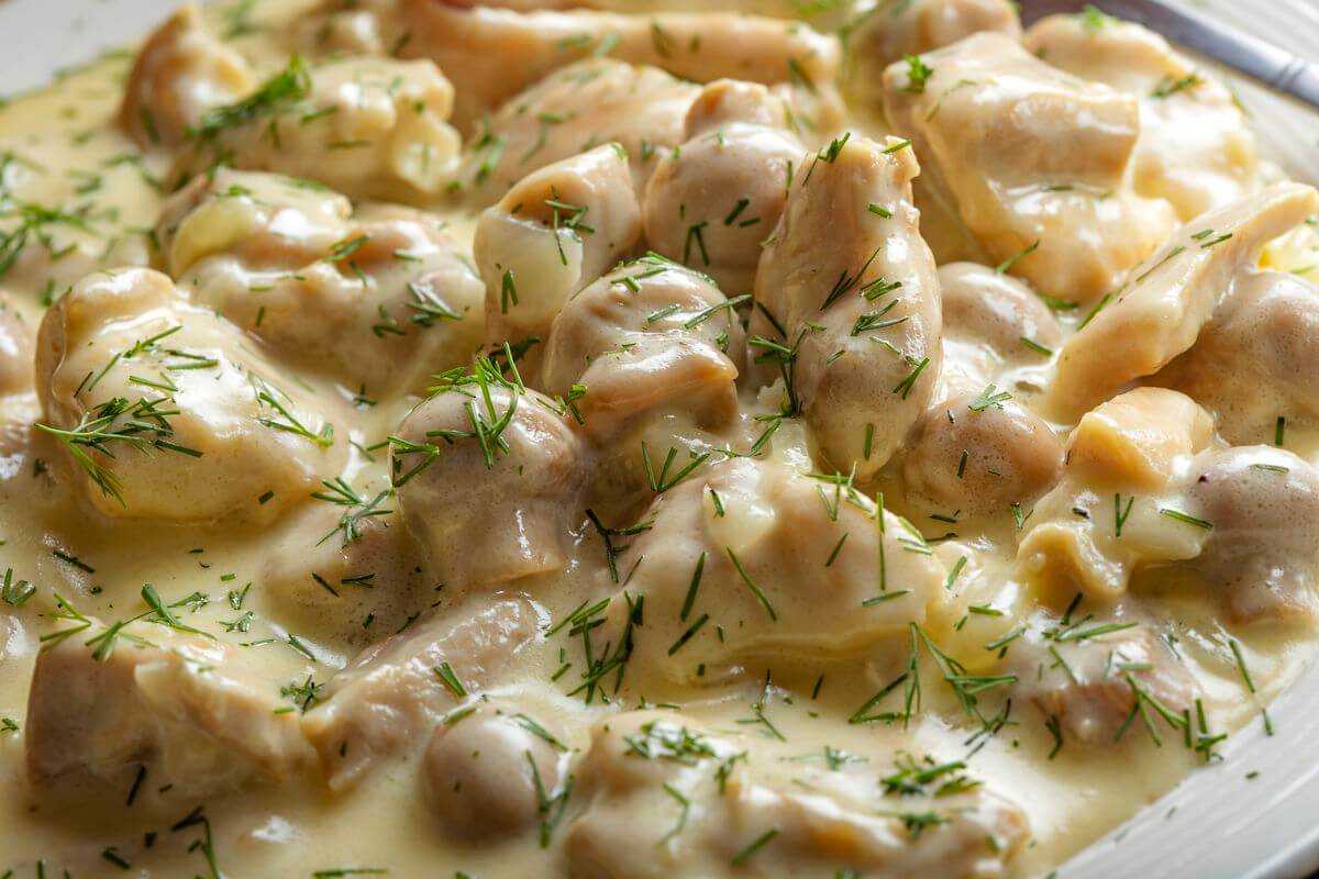 Курица с грибами в сливочном соусе на сковороде рецепт с сливками рецепт с фото